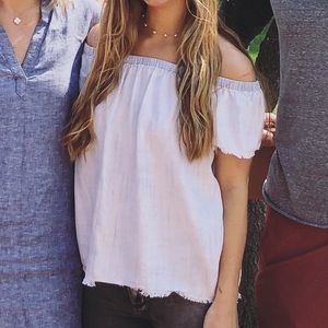 Cloth & Stone Off Shoulder Faix Denim Blouse